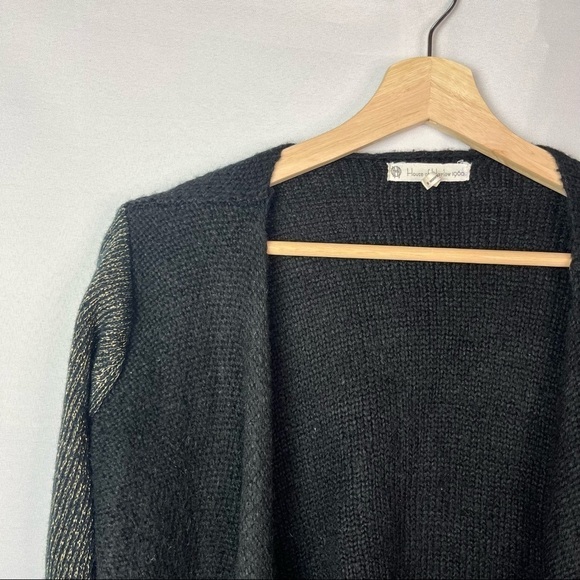 House of Harlow 1960 Celine Black & Gold Open Front Knit Cardigan S - Picture 6 of 6